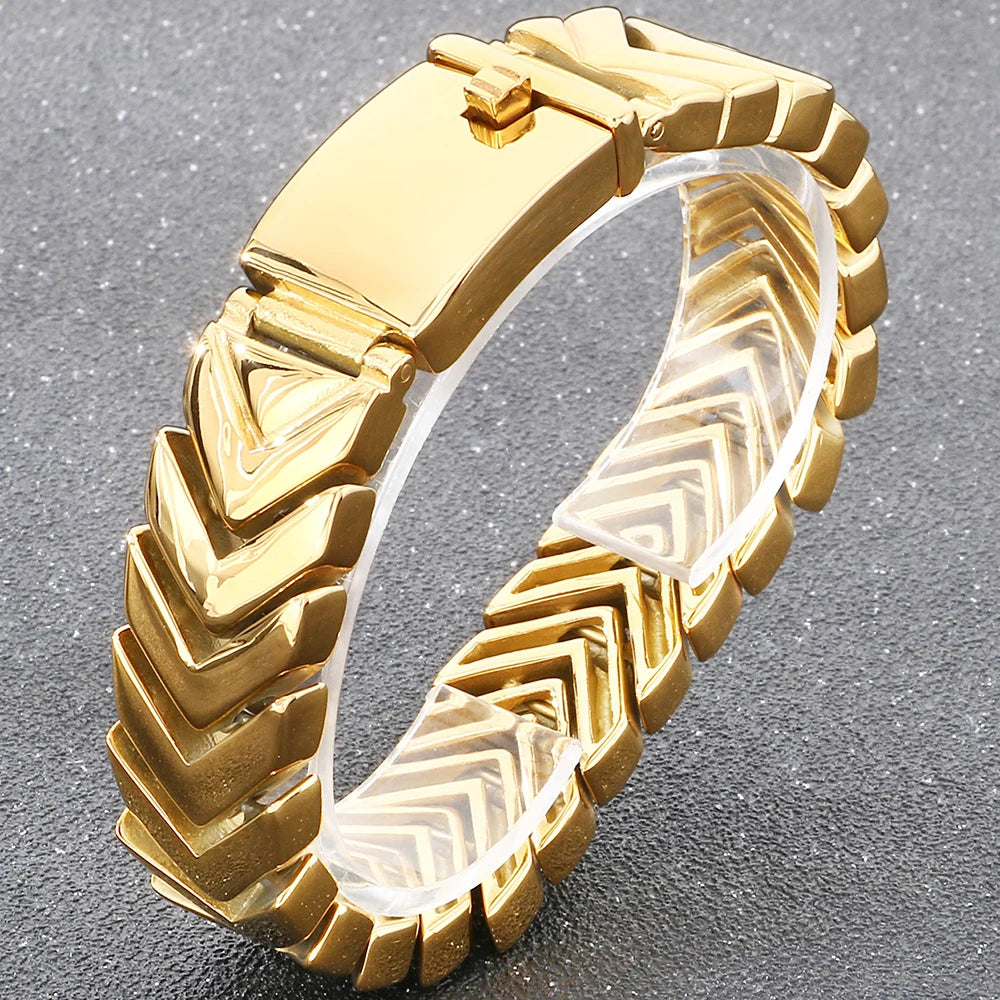 V-Shaped Snake Bone Chain Bracelet for Man High Polished 316l Stainless Steel Men's Bracelets Punk Rock Statement