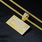 Men's Hip Hop VISA Golden Silvery Card Pendant Necklaces With 5mm 24 Inch Long Chain Credit Card Pendants for Daily Wear Unisex