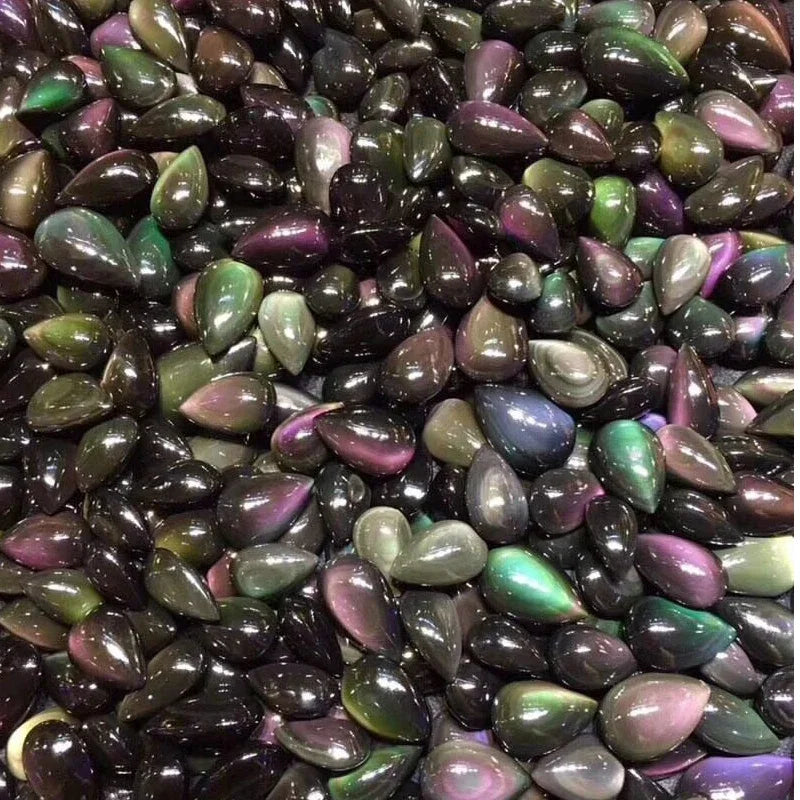 Black Natural Obsidian Water Drop Pendants Rope Necklaces Lucky for Men Women Safety Amulet Stone Jewelry