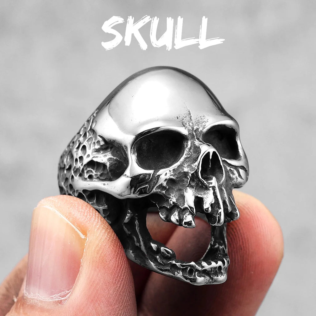 Various Skull Rings 316L Stainless Steel Men Skulls Ring Simple Skeleton Punk Rock Party for Rider Male Friend Jewelry Best Gift