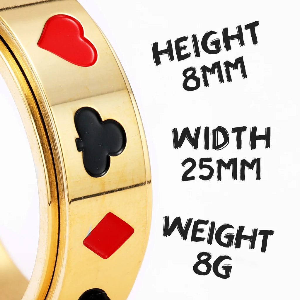 Poker Fidget Spinner Ring — Stainless Steel