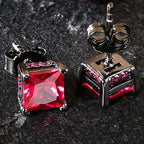 Gothic Iced Out Square CZ Stud Earrings Colorful