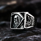 Fashion Retro Stainless Steel Punk Ring Solid Halloween Reaper Skull Rings