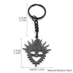 Heart Key Steel Pendant Flaming Sacred Thorns