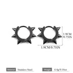 Stainless Steel Spiked Huggie Hoop Earrings for Men Women Black Punk Cone Rivet Spike Clicker Earrings Gothic Rock