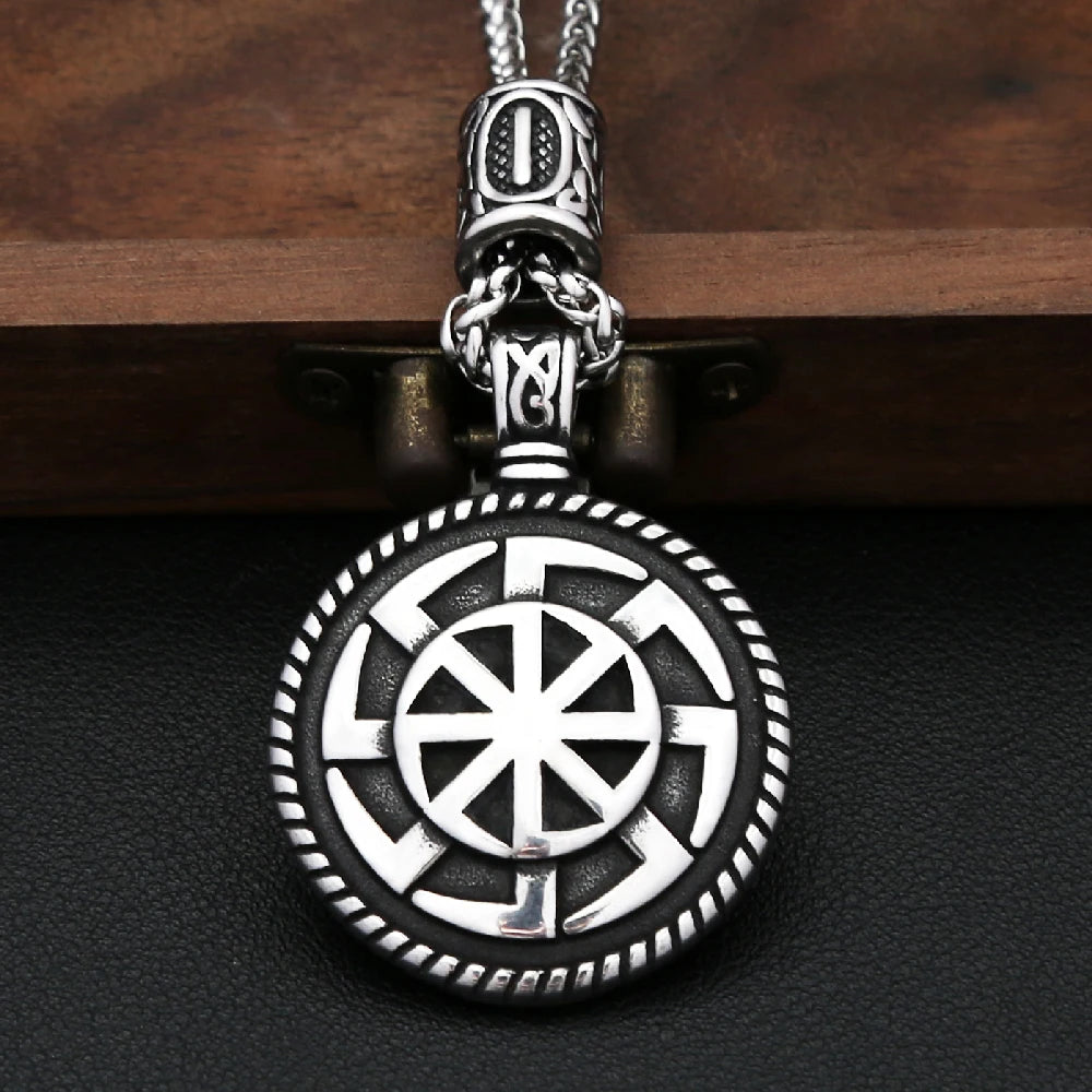 Nordic Steel Pendant Slavic Kolovrat 316L Vintage