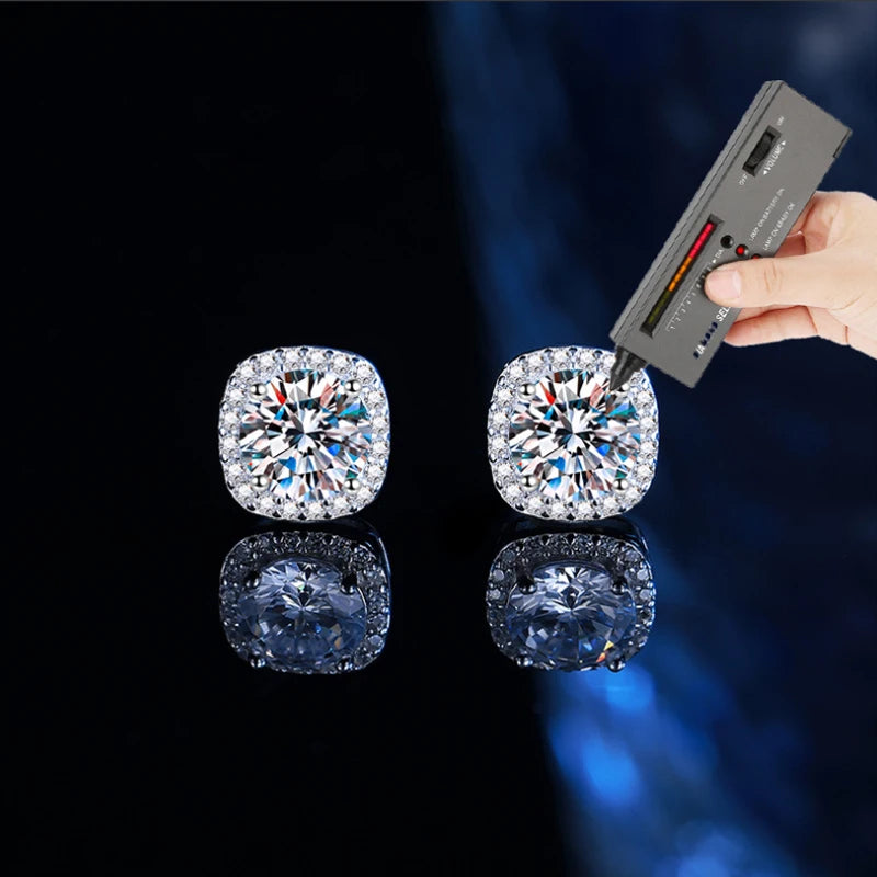 HOT Moissanite S925 Sterling Silver Stud Earrings For Women And Men With 2 Certificates Pass Diamond Test Pen Fine Jewelry