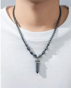Heishi Turquoise Hematite Onyx Stone Necklace — Zinc Alloy