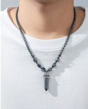 Heishi Turquoise Hematite Onyx Stone Necklace — Zinc Alloy