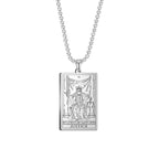 Dawapara The Major Arcana Tarot Cards Vintage Amulet Pendant Necklaces Box Chain Men Jewelry Stainless Steel Golden