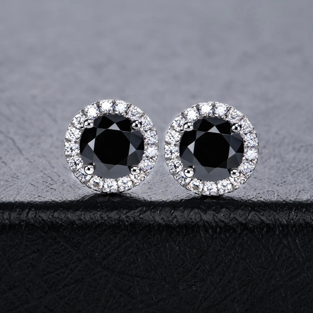 Iced Out Black Diamond Earrings — 925 Silver