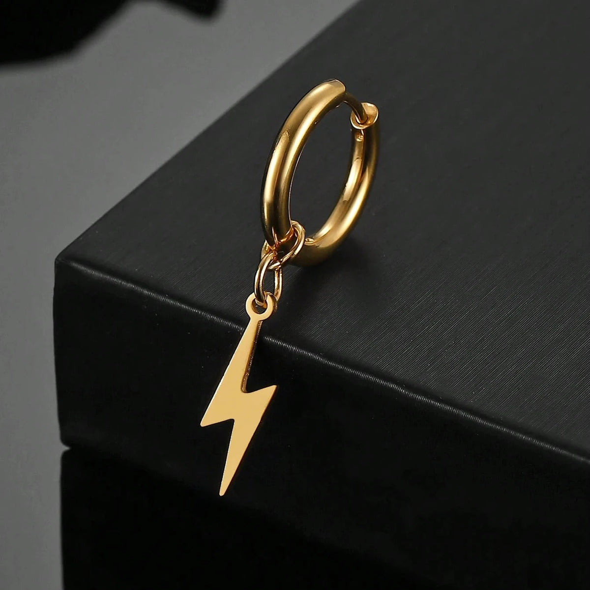 Lightning Hoop Earrings for Women and Men — Stainless Steel
