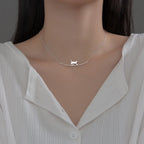 New Fashion Cat Curved Simple Personality 925 Sterling Silver Jewelry Cute Animal Walking Cat Clavicle Chain Necklaces  XL090