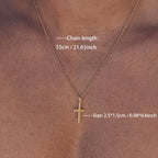 Men's Stainless Steel Cross Pendant Necklace 18k Gold Plated High Quality Christian Jewelry Gift for Christmas Birthday Party
