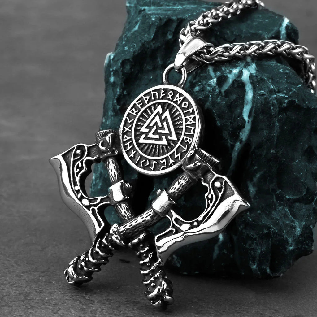 Viking Steel Pendant 316L Double Axe Vintage