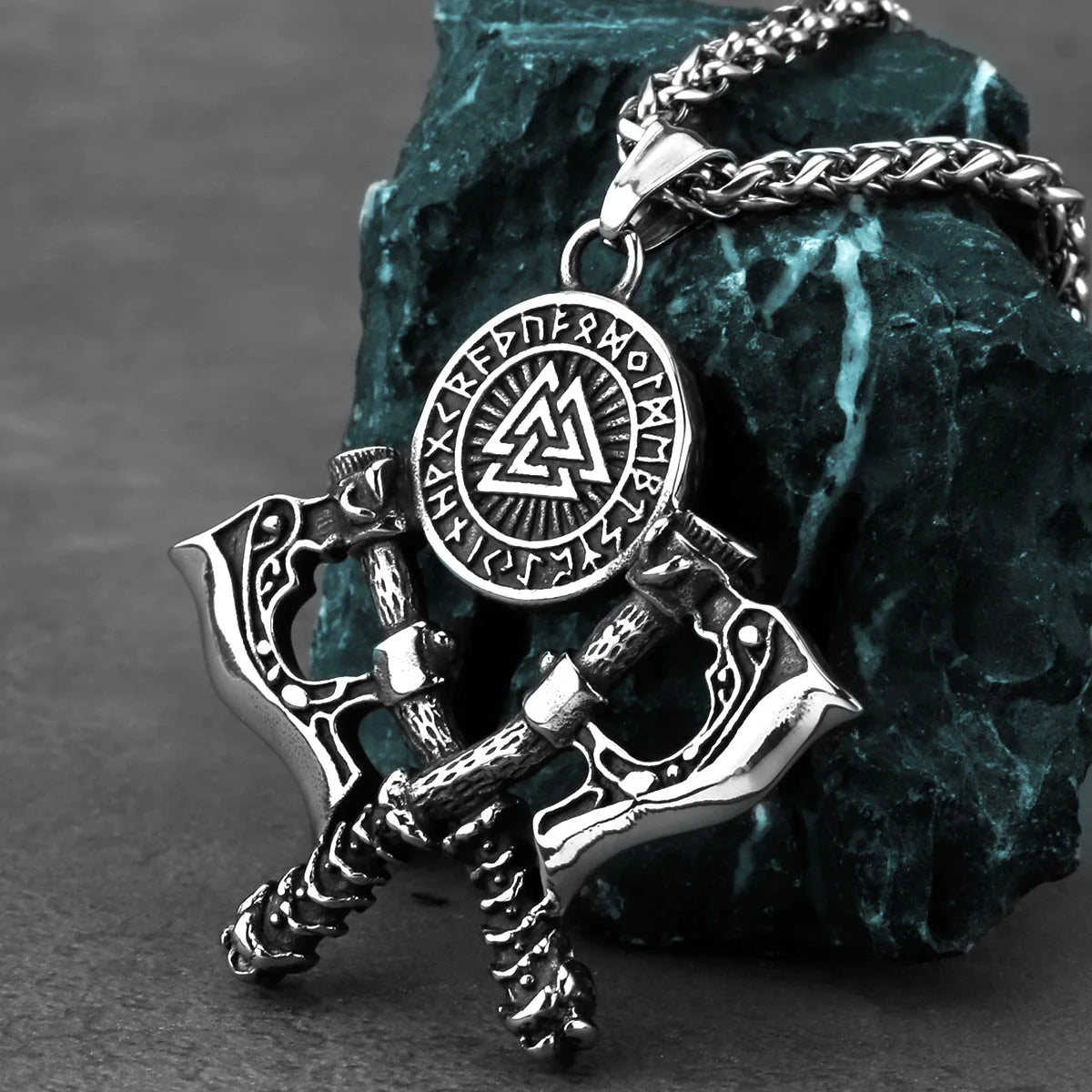 Viking Steel Pendant 316L Double Axe Vintage