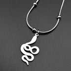 Gothic Snake Silver Pendant Punk Animal Beaded