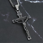 Vintage 316L Stainless Steel Jesus Cross Pendant Necklace Cross Orthodox Necklace Chain For Men Women Biker Amulet