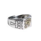 Eye of Horus Pharaoh Ring for Men and Women — Silver-Tone