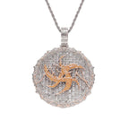 Iced Out Pendant Necklace Colorful Zircon Disc