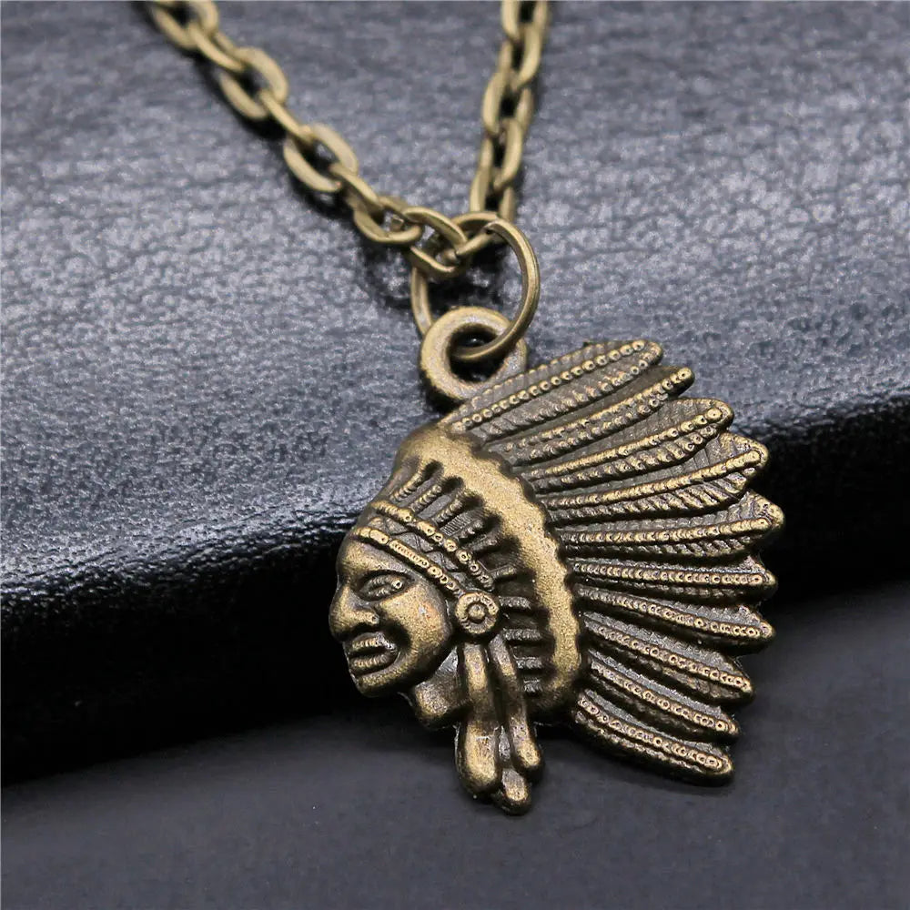 Vintage Chief Pharaoh Necklace On The Neck 43Cm Chain Girl Jewellery Beach Art Supplies