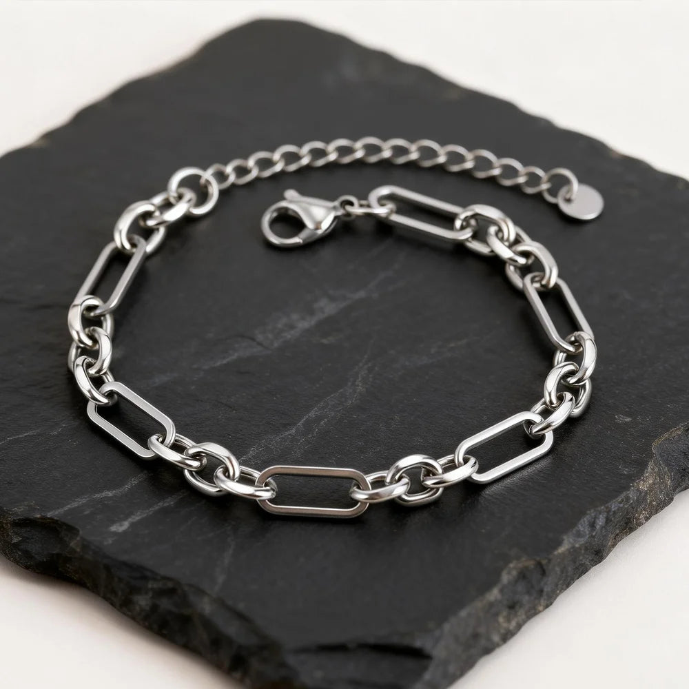 Silver Link Chain Bracelet — Stainless Steel