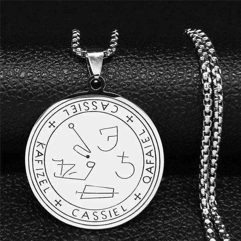 Angel Raziel Silver Pendant Necklace — Stainless Steel