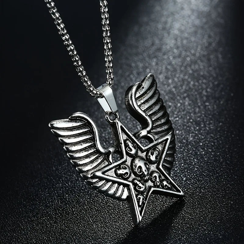 Star Skeleton Wing Pendant Necklace — Gothic