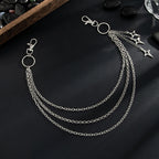 Punk Triple-Strand Star Charm Jeans Chain Keychain