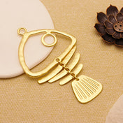Gold & Silver Fish Bone Skeleton Statement Pendant