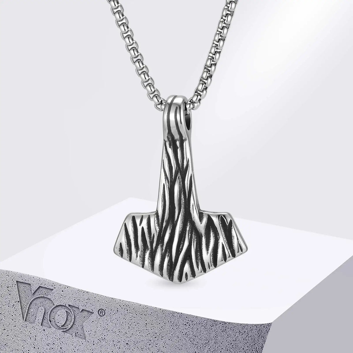 Viking Mjolnir Thor's Hammer Pendant Necklace — Stainless Steel