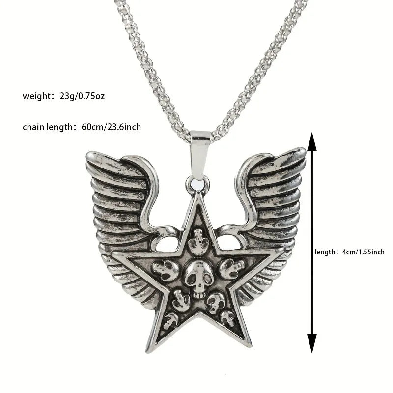 Star Skeleton Wing Pendant Necklace — Gothic