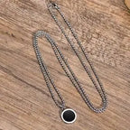 Tiger Eye Round Stone Pendant — Stainless