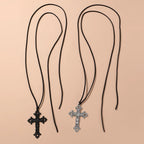 Jesus Cross Black Pendant Necklace