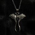 Gothic Punk Ancient Silver Moon Moth Pendant Necklace for Men Women Halloween Witch Daily Wear Alternative Jewelry Accessories