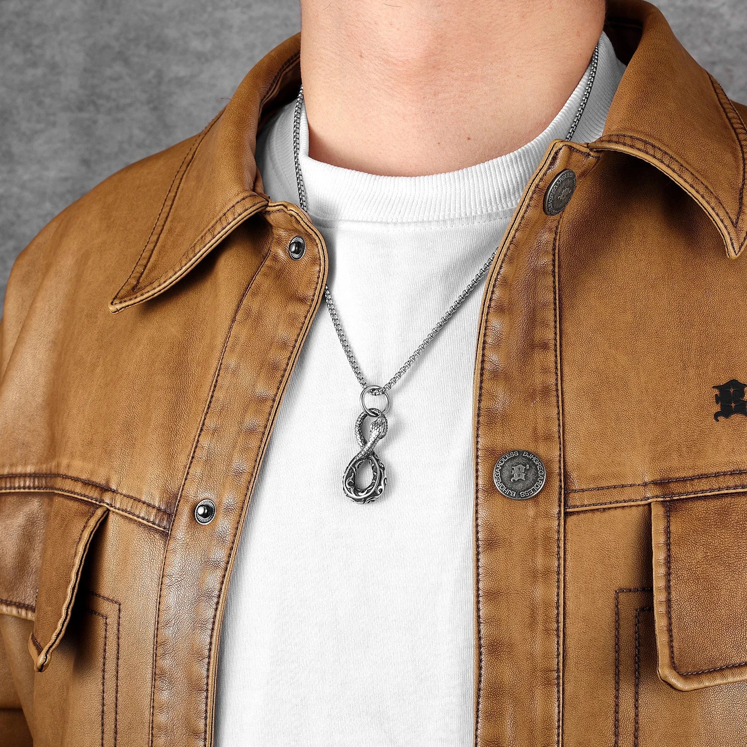 Ouroboros Eight Snake Men Necklaces with Pendant Stainless Steel Jewelry for Male Women Punk Hip Hop Accessories Gifts