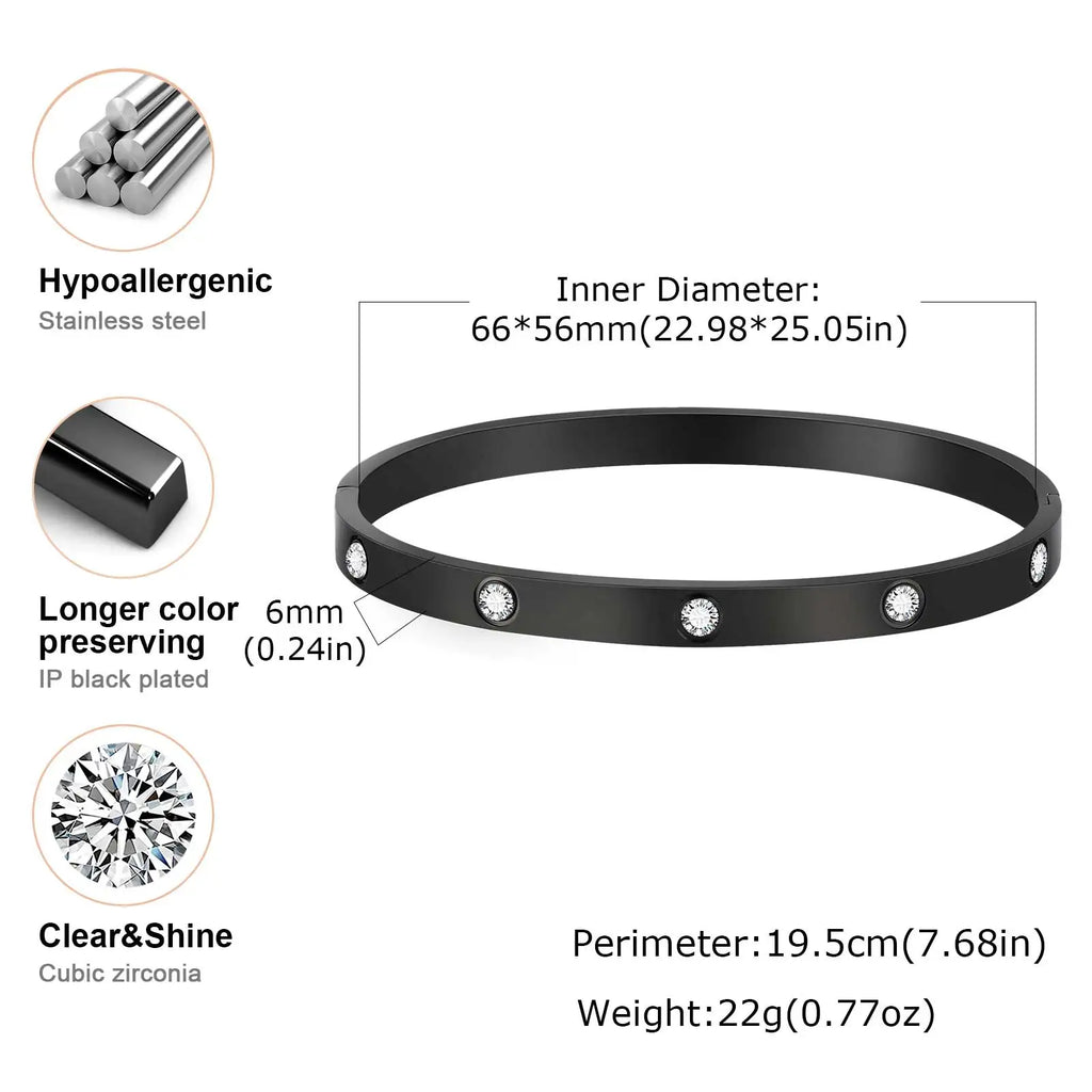 Iced Out CZ Bangle Bracelet 6mm — Stainless Steel