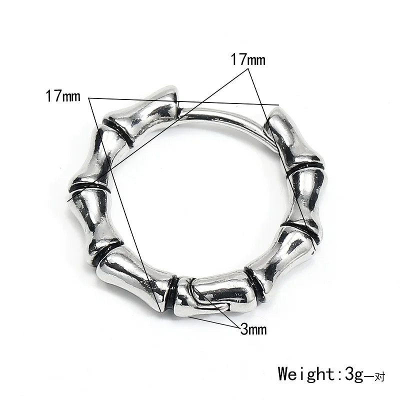 Bamboo Shaped Hoop Earrings for Men Women — Stainless Steel