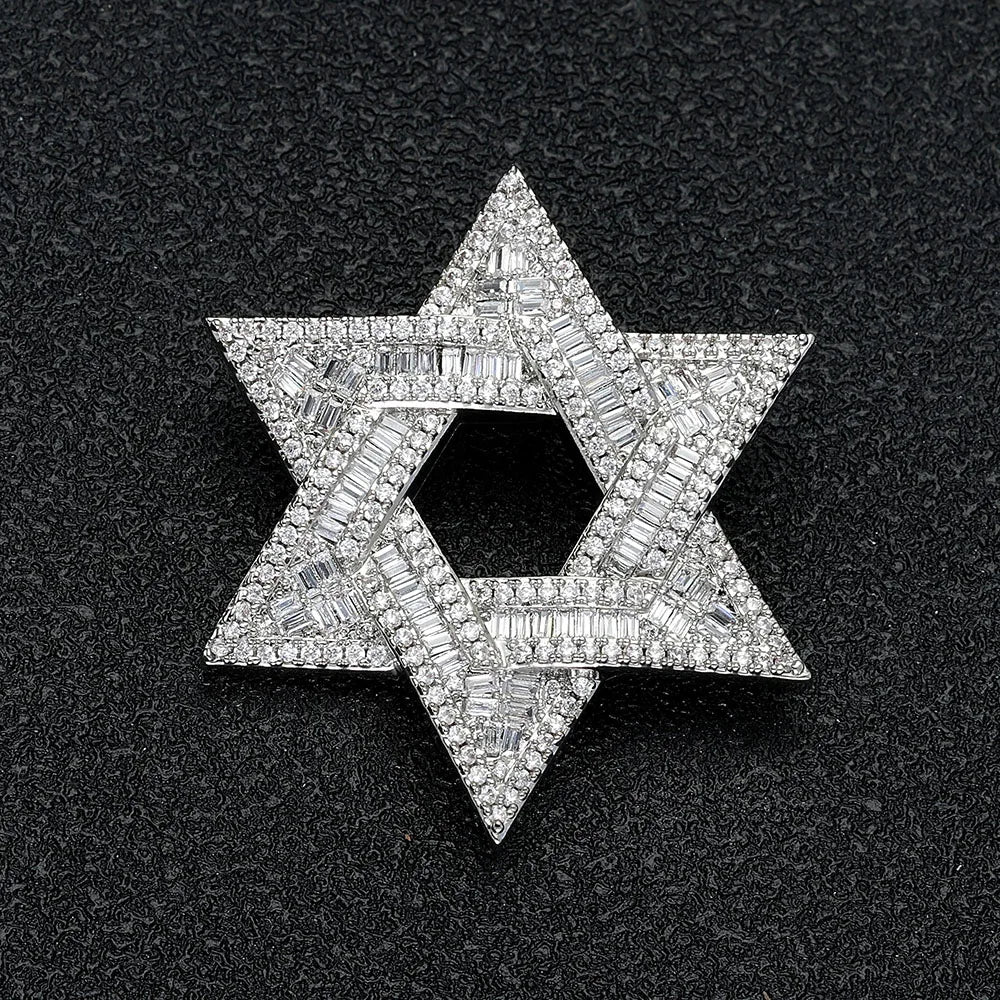 Iced Out Hexagram Pendant Stainless Steel