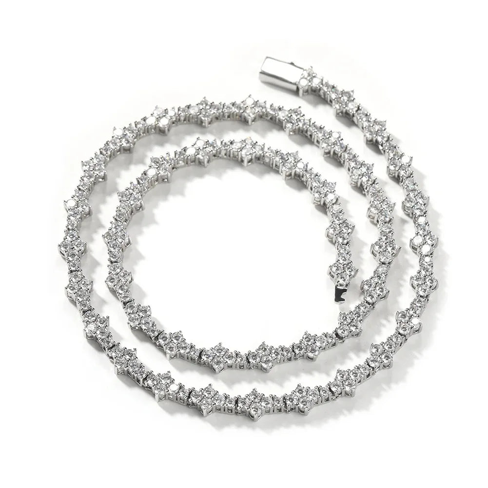 UWIN Iced Shinning Star Tennis Chain Necklace for Women 6mm Prong Setting Cubic Zirconia Chain Choker Fashion Jewelry for Gift