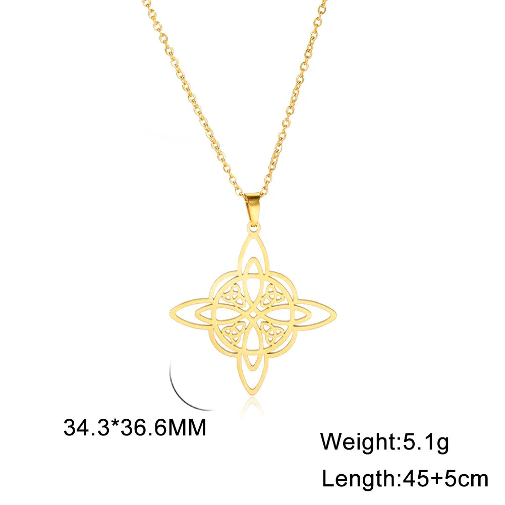 Skyrim Witchcraft Witches Knot Necklace Stainless Steel Triquetra Celtics Magic Knot Wicca Neck Chains  Amulet Jewelry for Women