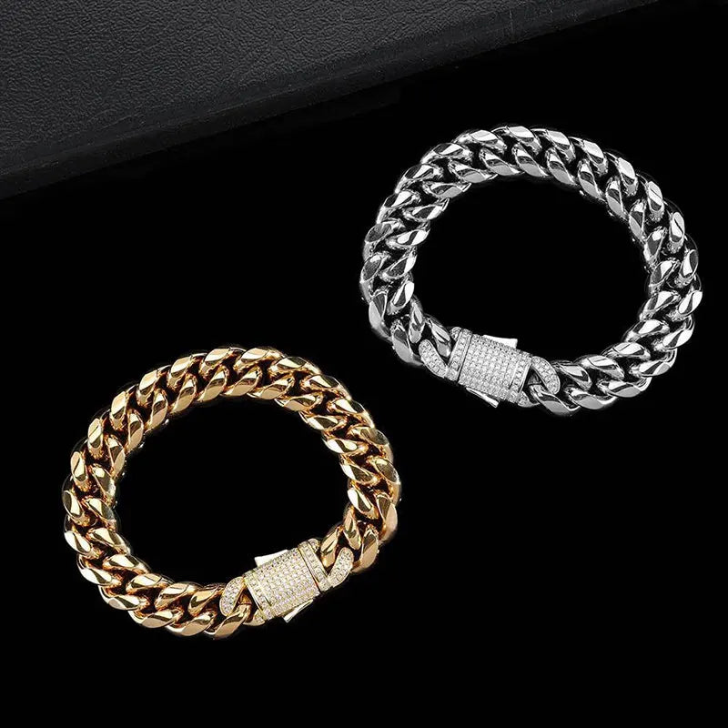 Stainless Steel Cuban Bracelet Iced Out Miami
