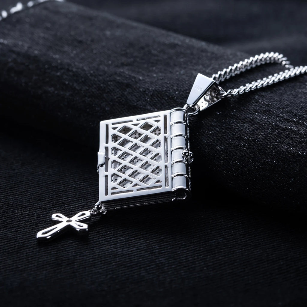 Iced Out Bible Cross Pendant — 925 Silver