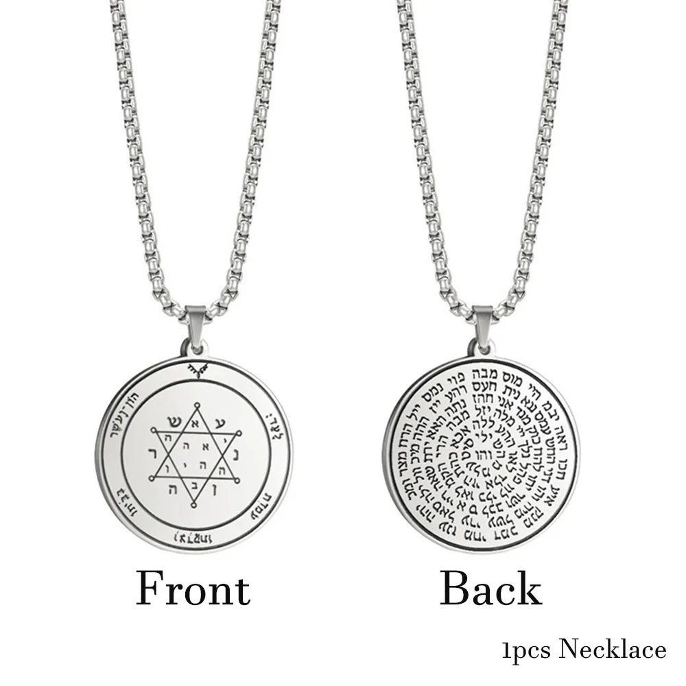 EUEAVAN Key of Solomon Necklace Double Side Third Pentacle of the Venus Protection Love Stainless Steel Necklaces Amulet Jewelry