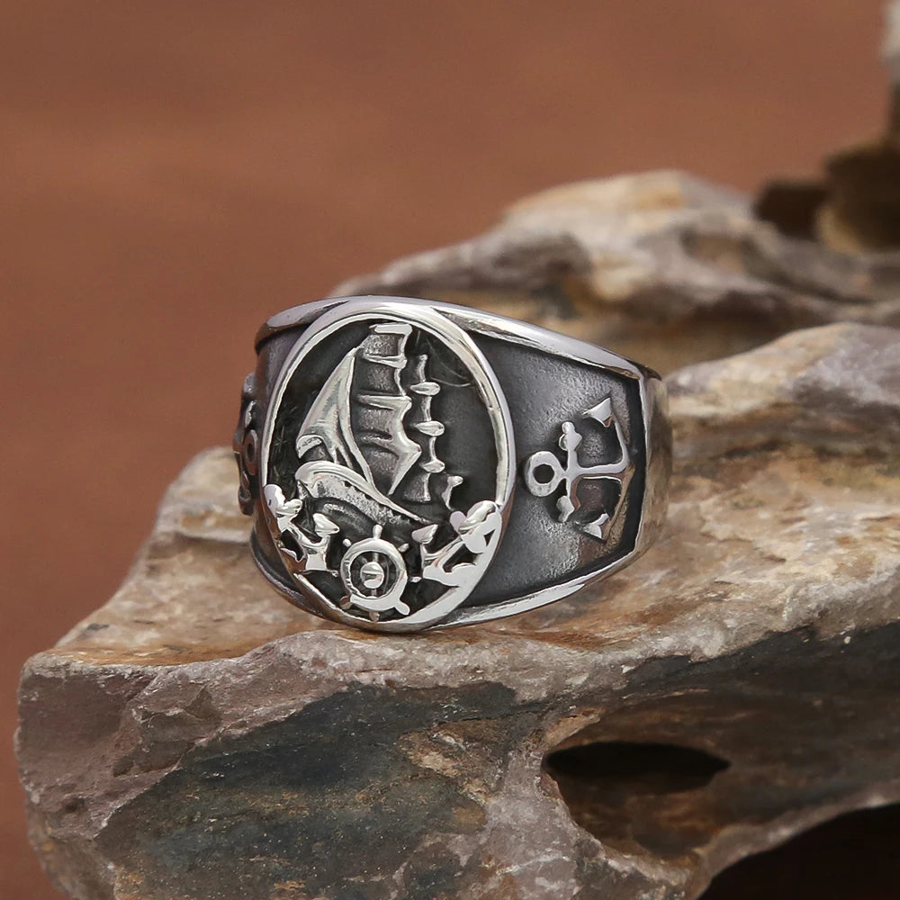 Pirate Compass Ring — Stainless Steel