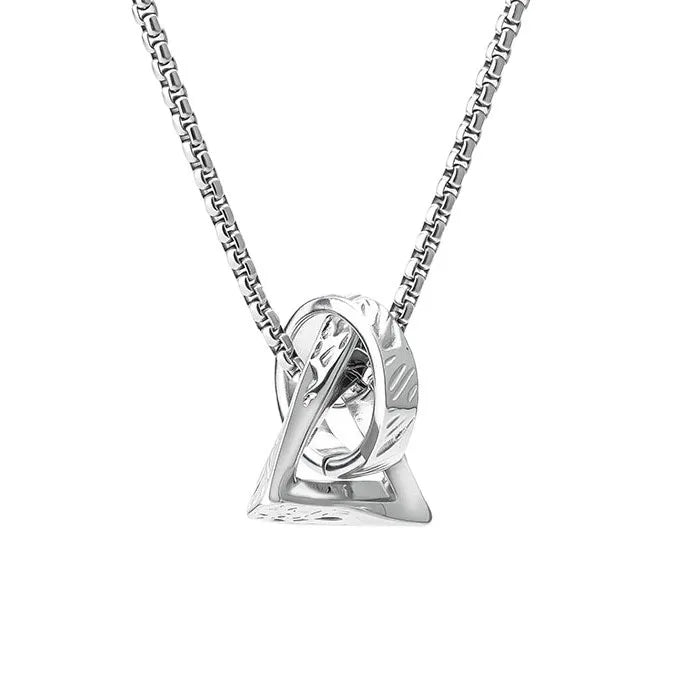 Geometric Triangle Circle Pendant Necklace — Box Chain