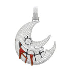 Men's Moon Shaped Mouth Face Pendant Iced Out Bling 5A CZ Cubic Zircon Tennis Chain Personality Hip Hop Rock Necklace Jewelry