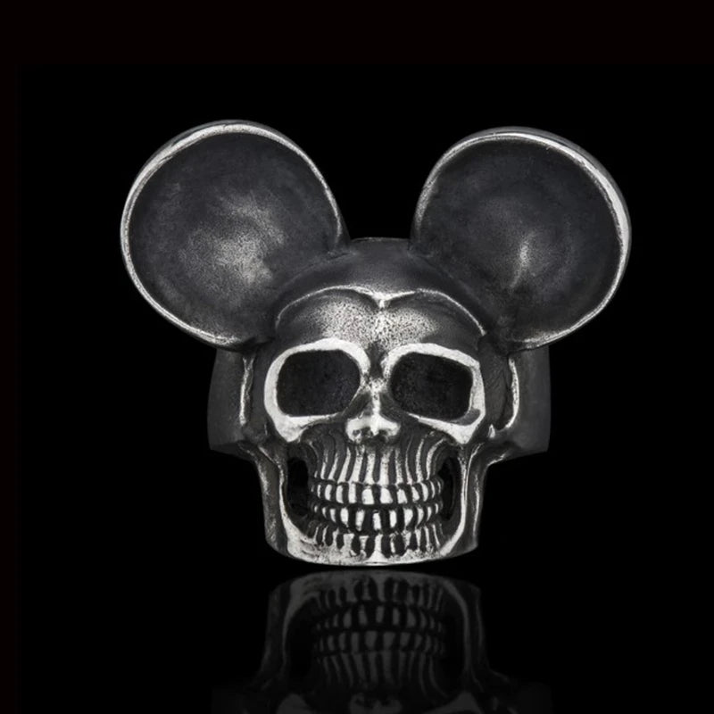 Onlysda Cool Men's Calvarium Skull Ring With Cross Gothic 316L Stainless Steel Biker Anel Motorcycle Band jewellery Gift