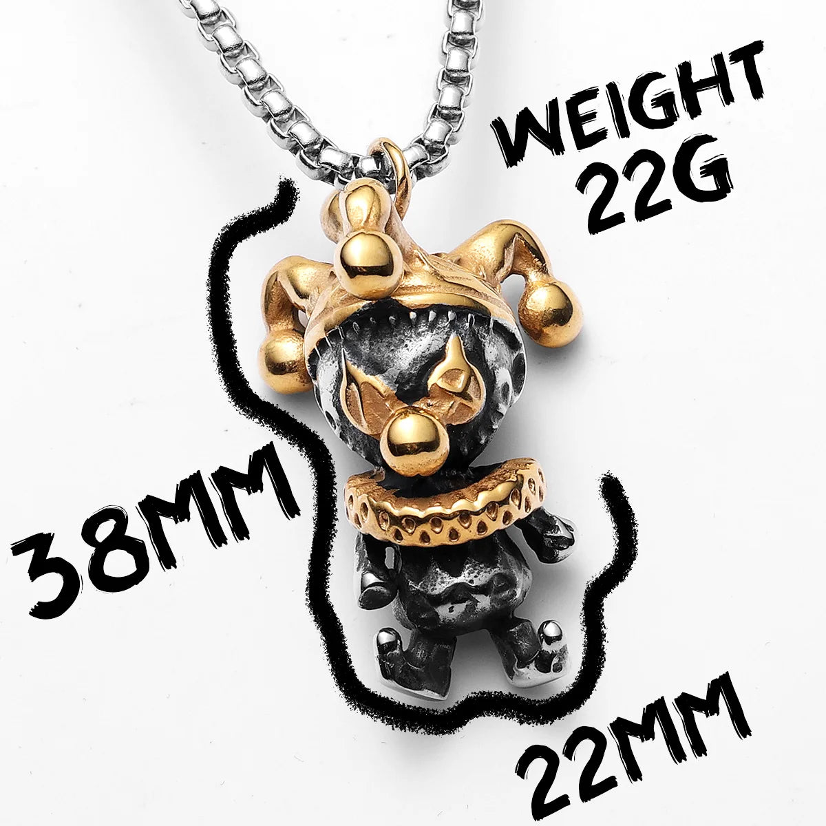 Clown Pendant Necklace — Stainless Steel