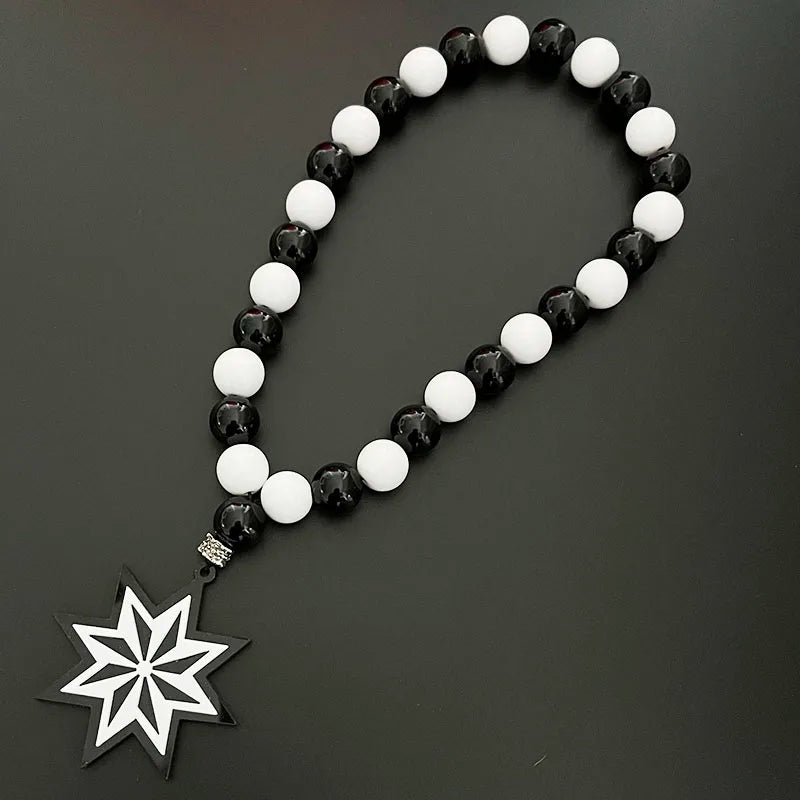 GS25 New Rosary Ornaments Star Necklace 3D Stereo Laser Cutting Pendant Vehicle Rearview Mirror Decoration Acrylic